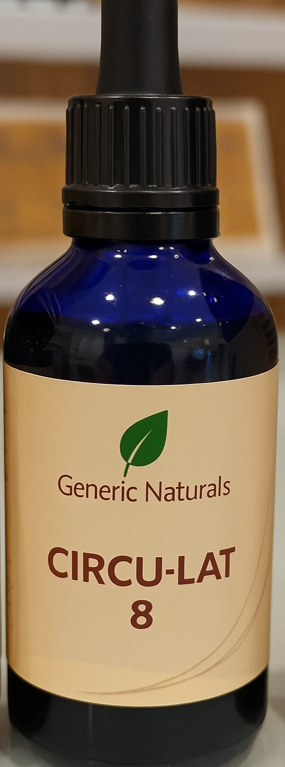 Goterito azul con etiqueta CIRCU-LAT 8: ejemplo de extracto líquido con look farmacéutico